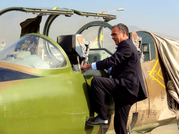 Abdulahad Momand getting into a Czech made L39 fighter jet at Kabul military airbase. He trained on these planes in the USSR in the 1980s. 