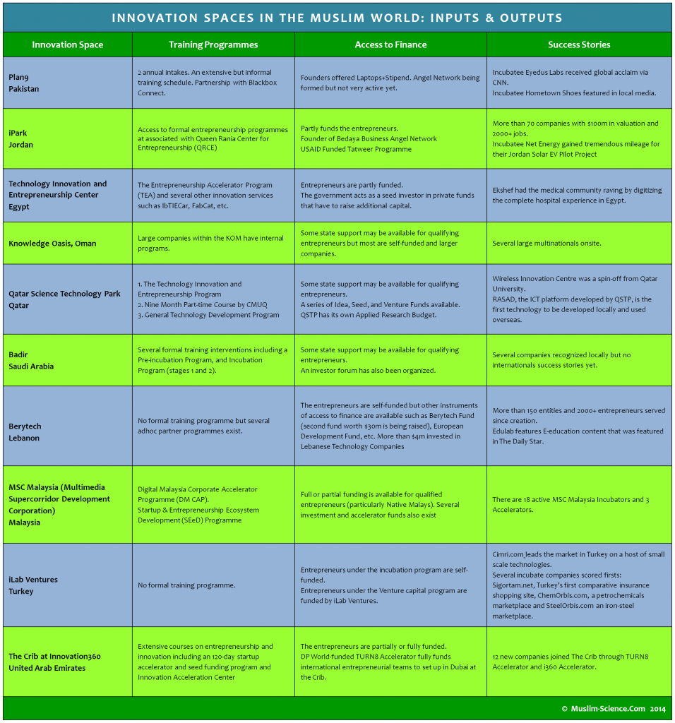 Innovation Spaces in the Muslim World - Inputs and Outputs